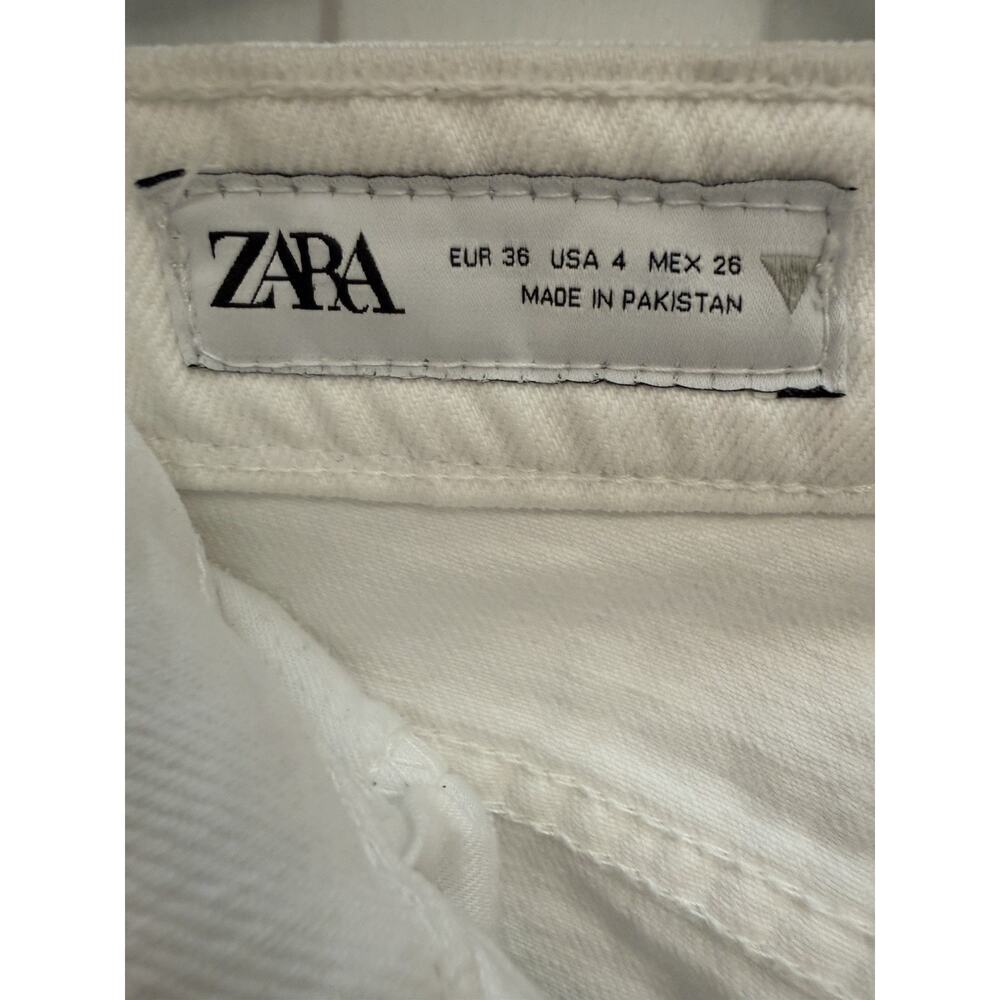Zara Jeans Womens White High Rise Straight Leg Cropped Relaxed Fit Denim - Picture 3 of 5